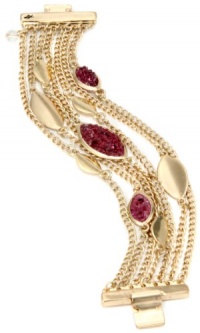 Kenneth Cole New York Modern Crush Gold-Tone and Purple Crushed Glass Gem Multi-Chain Bracelet