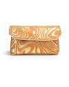 THE LOOKZebra-inspired metallic swirls on canvasPetite rectangular silhouetteSnap flap closureSignature goldtone S studUnfolds to reveal two clear zip pocketsInside logo printTHE MEASUREMENT7¾W X 4½H X 2¼DTHE MATERIALCanvasFully linedORIGINImported