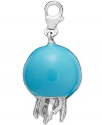 Express your appreciation for creatures of the sea. This vivid jellyfish charm features a blue enamel body with silver accents. Charm crafted in sterling silver with lobster claw clasp. Approximate drop: 3/4 inch.