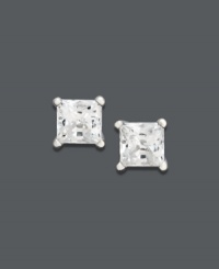 Square off on style that shines. These stunning stud earrings feature princess-cut diamonds (1/2 ct. t.w.) that shine in a 14k white gold post setting. Approximate diameter: 1/8 inch.