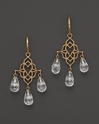 Rose gold chandelier earrings with quartz crystals from Lisa Nik.