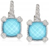 Judith Ripka Linen Blue Small Cushion Stone Earrings