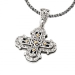 925 Silver Celtic Cross Pendant with 18k Gold Accents