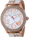 Betsey Johnson Women's BJ00198-03  Analog Rose Gold and White Strap Watch