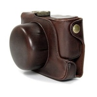 COSMOS Brown Leather Case Cover Bag For Panasonic GF2 14mm Lens Camera + Cosmos cable tie