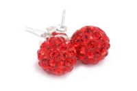 Authentic Ruby Color Crystal Ball Stud Earrings Sterling Silver 3 Carats Total Weight Special Limited Time Offer Super Sale Price, Comes with a Free Gift Pouch and Gift Box