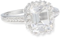 Sterling Silver 9x7 White Topaz Emerald Cut Ring, Size 7