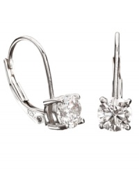 Style for your little sweetheart. Princess-cut clear cubic zirconias (1 ct. t.w.) add just the right amount of sparkle to these elegant children's earrings from CRISLU. Crafted in platinum over sterling silver with a secure leverback closure. Approximate drop: 1 inch.