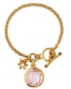 Juicy Couture Gold Bracelet Pink Gemstone w Flower Mini Charm Toggle Bracelet YJRU6322