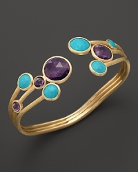 Faceted turquoise and amethyst bring bold color to this artfully shaped cuff from the Jaipur Resort collection by Marco Bicego.