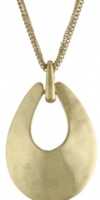 Kenneth Cole New York Gold Hammered Metal Pendant Necklace