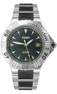 Fendi Stainless Steel Watch with Black Rubber F495110