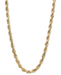 Decorate your neckline with a luxurious layer. This seamless necklace features a diamond-cut rope design in rich 14k gold. Approximate length: 20 inches.