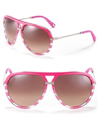 Standout style begins with these sporty striped aviator sunglasses from Dior. A classic silhouette with a retro feel.