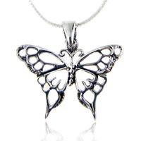 Sterling Silver Celtic Butterfly Pendant Necklace 18''