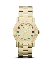 Pairing the cool with the classic, this gleaming watch from MARC BY MARC JACOBS is reason to roll up your sleeves. This piece's quartz movement ensures you're on time (and on trend.)