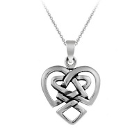 Sterling Silver Celtic Knot Heart Pendant Necklace, 18