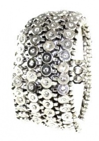 Beautiful Glamorous City Gypsies 5 Row Crystal Covered Stretch Bracelet Silver Tone