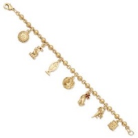 Gold-tone Sacred Symbols Religious Charm Bracelet 7.5 Inch - Vatican Library Collection