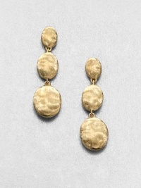 From the Siviglia Collection. Three graduated, hand-engraved, 18k gold ovals in an elegant, drop design. 18k goldDrop, about 1Post backMade in Italy 