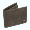 Alpine Swiss Men's Leather Bifold Wallet with Flip Up ID Window - Removable - Gray Comes in a Gift Bag Luxurious Pullup Crunch Leather Featuring Suede Lined Bill Sections