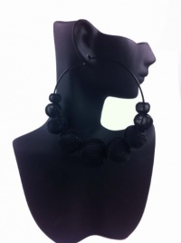 Basketball Wives POParazzi Inspired Black Mesh Ball Earrings Ce714bbk 83mm