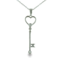 Diamond key Pendant Crafted in Sterling Silver (18 chain .06cttw.)