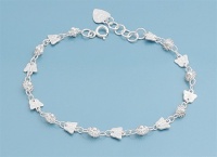 Sterling Silver Mini Flower & Butterfly Chain Link Eternity Bracelet