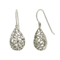 Sterling Silver Filigree Pear Dangle Earrings