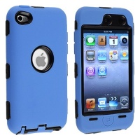 eforCity Hybrid Case for Apple iPod touch 4G - Black Hard/Blue Skin