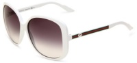 Gucci Women's 3157/S Rectangle Sunglasses,White Frame/Dark Grey Gradient Lens,One Size