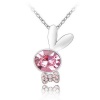 Silver Tone White Gold Swarovski Style Crystal Playboy Bunny Pendant Necklace