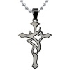 Tribal Fashion: Designer Inspired Surgical Stainless Steel Tribal Cross Pendant on a Stainless Steel Ball Chain for Men