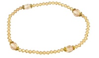 Anklet - A32 - Stretch - Swarovski (tm) Crystal and Fire Polished Glass Beads ~ Lt. Colorado Topaz (Beige/Gold)