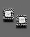 Square away your style with these gorgeous stud earrings featuring round-cut black diamonds (1/5 ct. t.w.) and white diamonds (1/8 ct. t.w.). Set in 14k white gold. Approximate diameter: 1/4 inch.