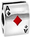 Bacio Italian Enamel Bead Expressions Enamel Ace of Diamonds Charm. Compatible with Pandora,Trollbead,Chamilia Bracelets.