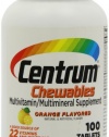 Centrum Chewable Multivitamin, Orange Flavored, 100 Tablets