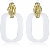 T Tahari Bamboo White and Gold Door Knocker Earrings