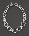 From the Silver collection, chain link necklace in a hammered texture. Designed by Ippolita.