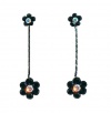 Earrings - E127 - Swarovski Crystal Flower Drop ~ Jet (Black)