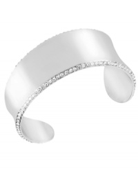 Simply elegant. Robert Lee Morris' cuff bracelet is crafted from silver-tone mixed metal with glass pave crystal accents adding sparkle. The sculptural shape only enhances the appeal. Approximate diameter: 3 inches.