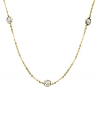 Don't let an inch go uncovered. This modern illusion necklace by CRISLU features bezel-set, round-cut cubic zirconias (4-3/4 ct. t.w.) by the inch. Strung from a delicate 18k gold over sterling silver chain. Approximate length: 48 inches + 2-inch extender.