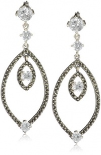 Judith Jack Marcasite and Cubic Zirconia Elongated Drop Earrings