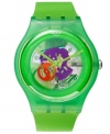 Colors in motion: with an exposed dial highlighting the inner mechanisms of the watch, this bright Green Lacquered collection Swatch is a charming change of pace.