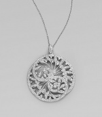 EXCLUSIVELY AT SAKS. A lyrical vine design, delineated in pavé Swarovski crystals, creates this radiant pendant, on a delicate chain. Crystals Rhodium plated Chain length, about 16 with 2 extender Pendant diameter, about 1¾ Lobster clasp Imported