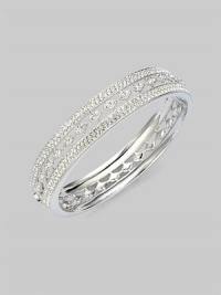 EXCLUSIVELY AT SAKS. From the Eden II Collection. A dazzling array of sparkling crystals in an art deco-inspired design.Crystal Rhodium plated Diameter, about 2½ Width, about ½ Hinged opening Push lock clasp Imported 