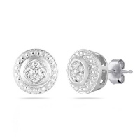 Sterling Silver Diamond Round Earrings (1/10 cttw, I-J Color, I2-I3 Clarity)