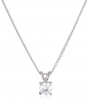 CZ by Kenneth Jay Lane Classic Cubic Zirconia Rhodium-Plated Round-Cut Pendant Necklace