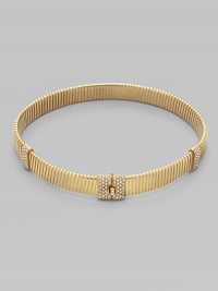 EXCLUSIVELY AT SAKS. A coil design studded with sparkling crystal stations and a cleverly hidden front clasp closure for an almost seamless design.Swarovski crystals Goldplated brass Length, about 15¾ Front clasp closure Made in Italy 