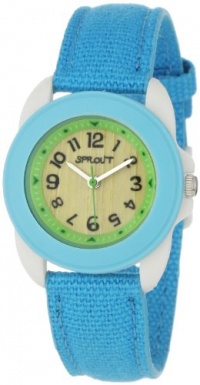 Sprout Unisex ST1009TQIVTQ Eco-Friendly Corn Resin and Turquoise Organic Cotton Strap Watch